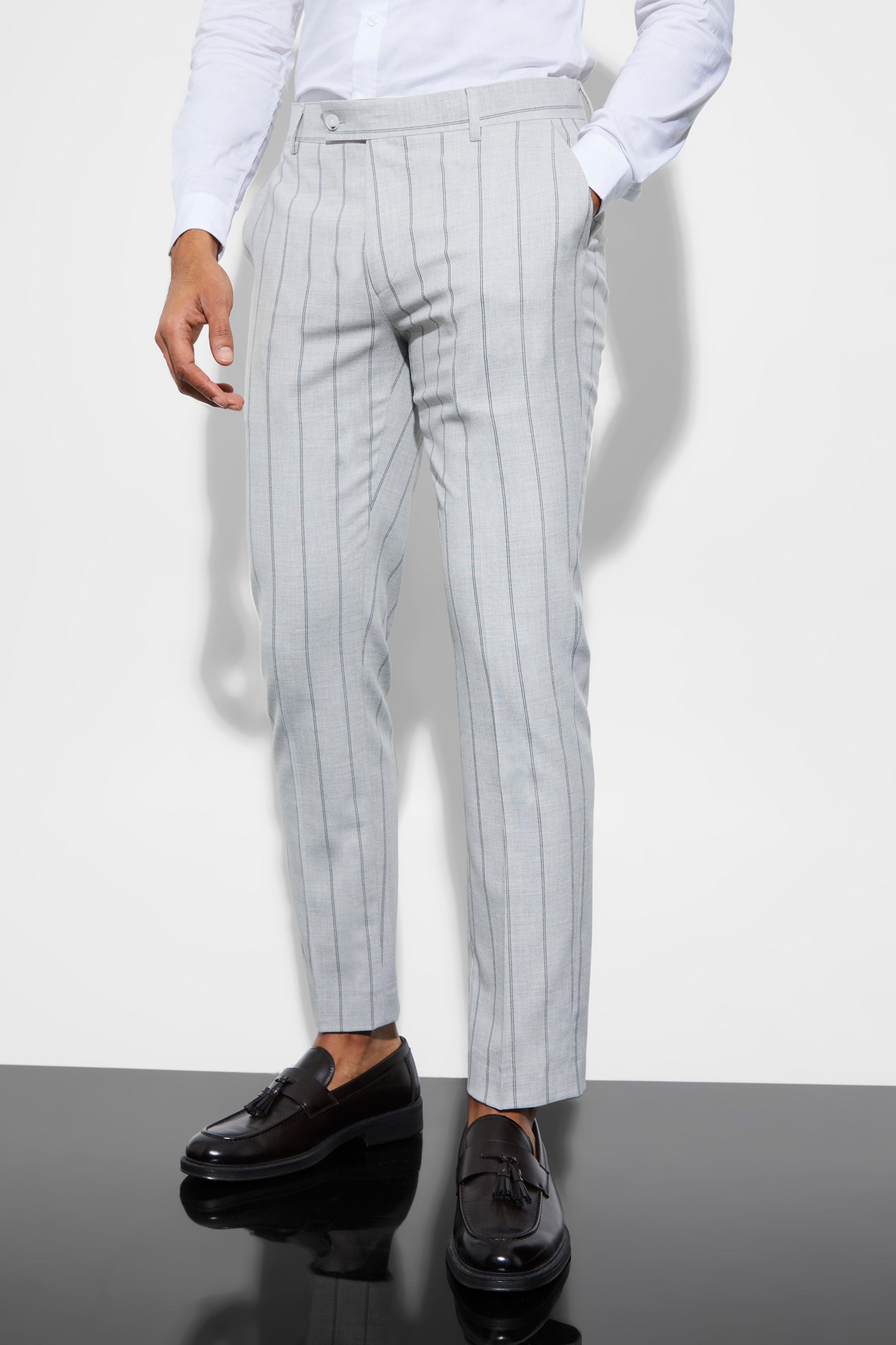 Boohooman pinstripe clearance trousers